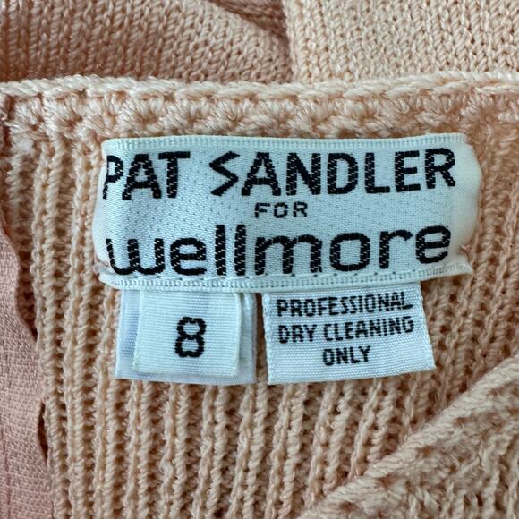 Vintage 80s Pat Sandler for Wellmore Santana Knit Applique Sweater Dress Peach 8 - Picture 5 of 5